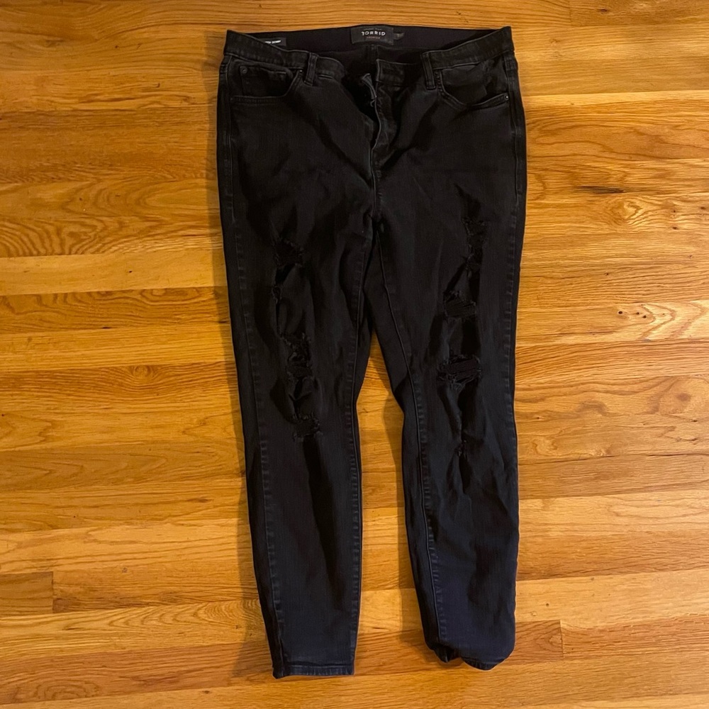 Sky high black distressed torrid jeans